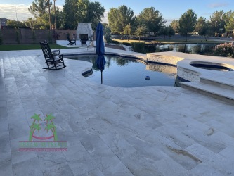 Chandler Landscape Design-Backyard Retreat-Travertine Pool Deck-Osborne