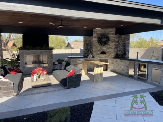 Arizona Landscape Design-Outdoor Living-Patio Fireplace-Barnhardt