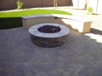 Gilbert Landscaping Patio Firepit and Seat Wall