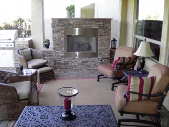Arizona Backyard Design Outdoor Fireplace