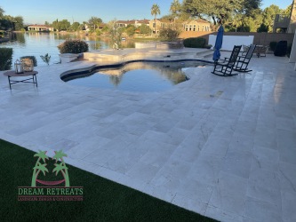 Chandler Landscape Design-Travertine Pool Deck-Travertine Steps-Osborne