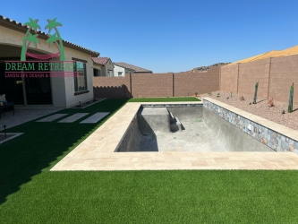 Mesa Landscape Design-Travertine Pool Deck-Bastien