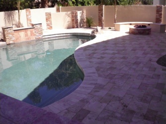 Phoenix Landscape Design Travertine Pool Deck