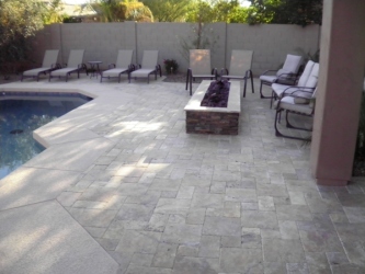 Arizona Backyard Landscape Paver Pool Deck