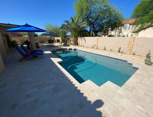 BEFORE & AFTER TRAVERTINE PAVER POOL DECK RENOVATION