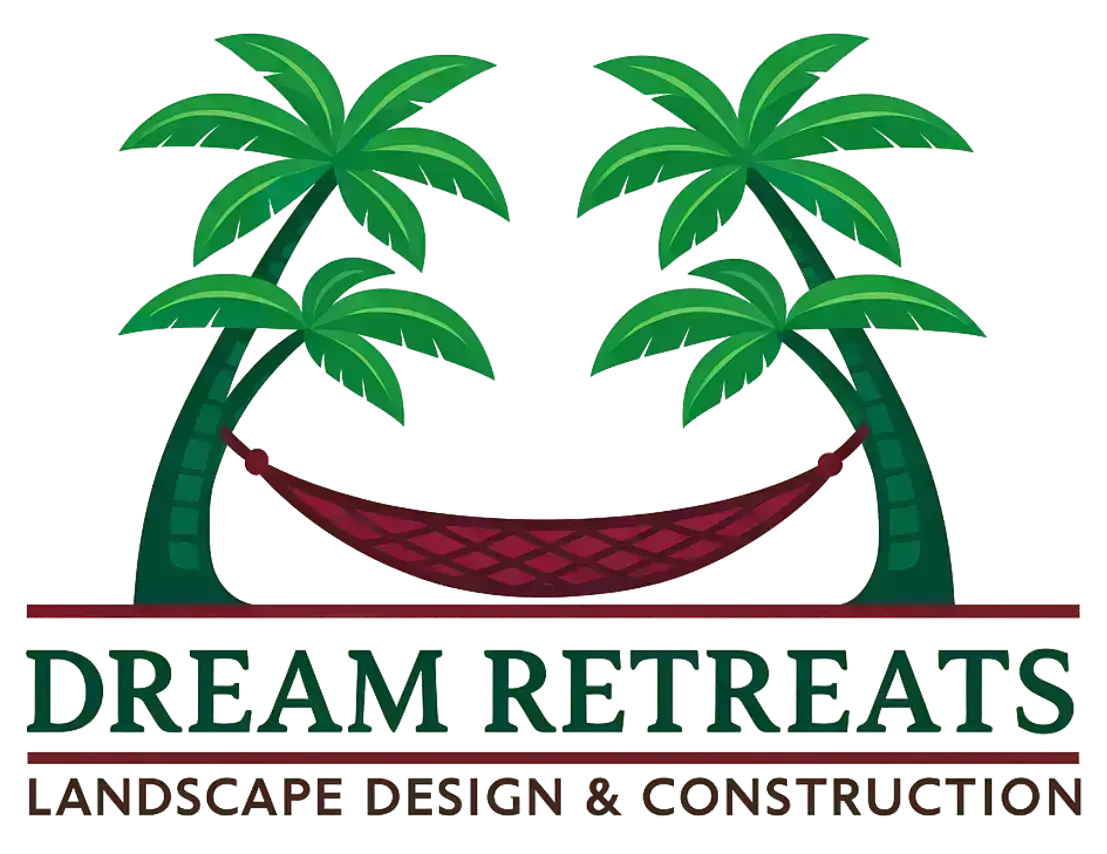 Tropical logo with hammock and palms