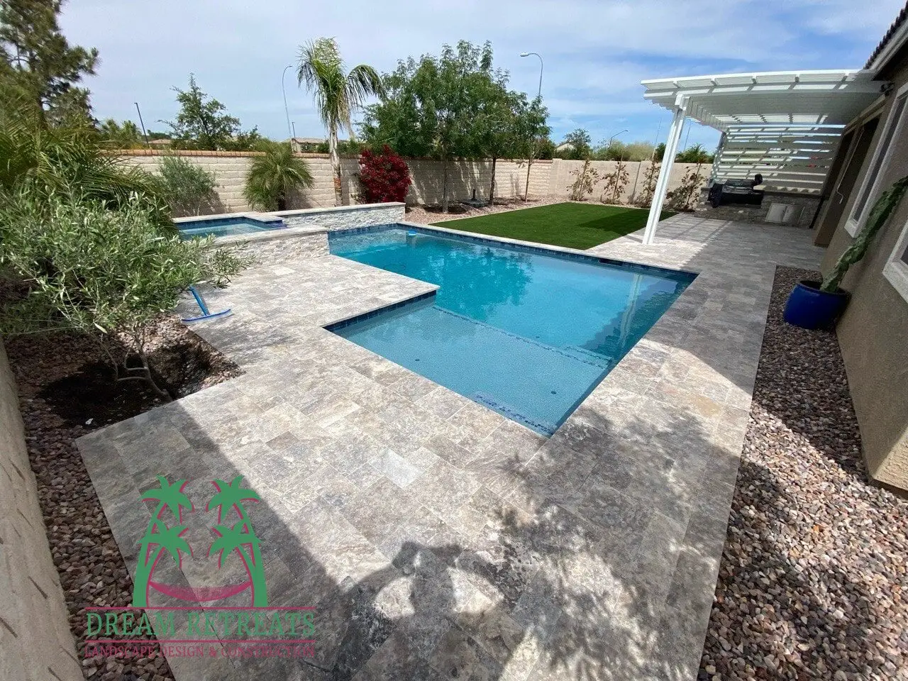 Travertine pool deck, Chandler