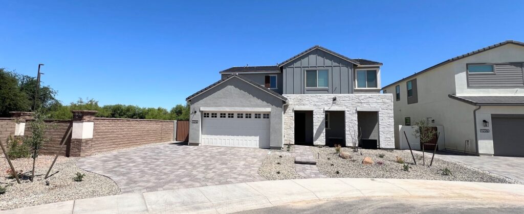 New Build Landscaping | Gilbert, AZ | finished front elevation and driveway 2