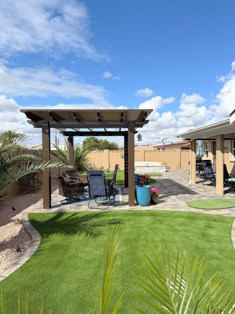 Backyard Spa and Putting Green | Mesa, AZ | concrete paver patio 3