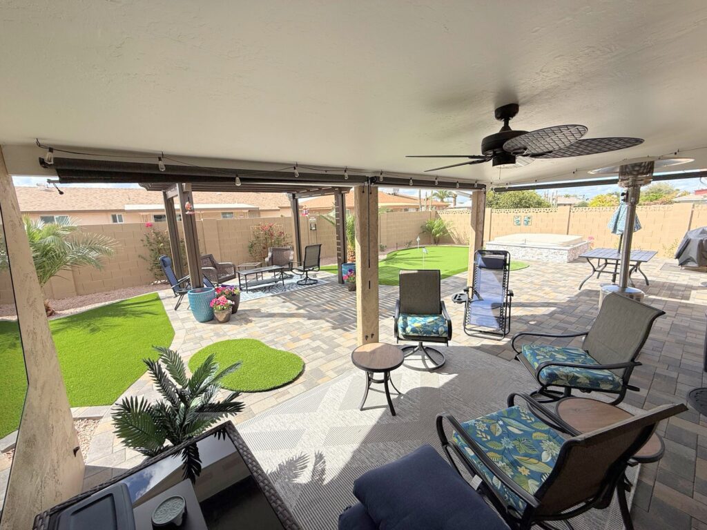 Backyard Spa and Putting Green | Mesa, AZ | putting green and partial in-ground spa 4